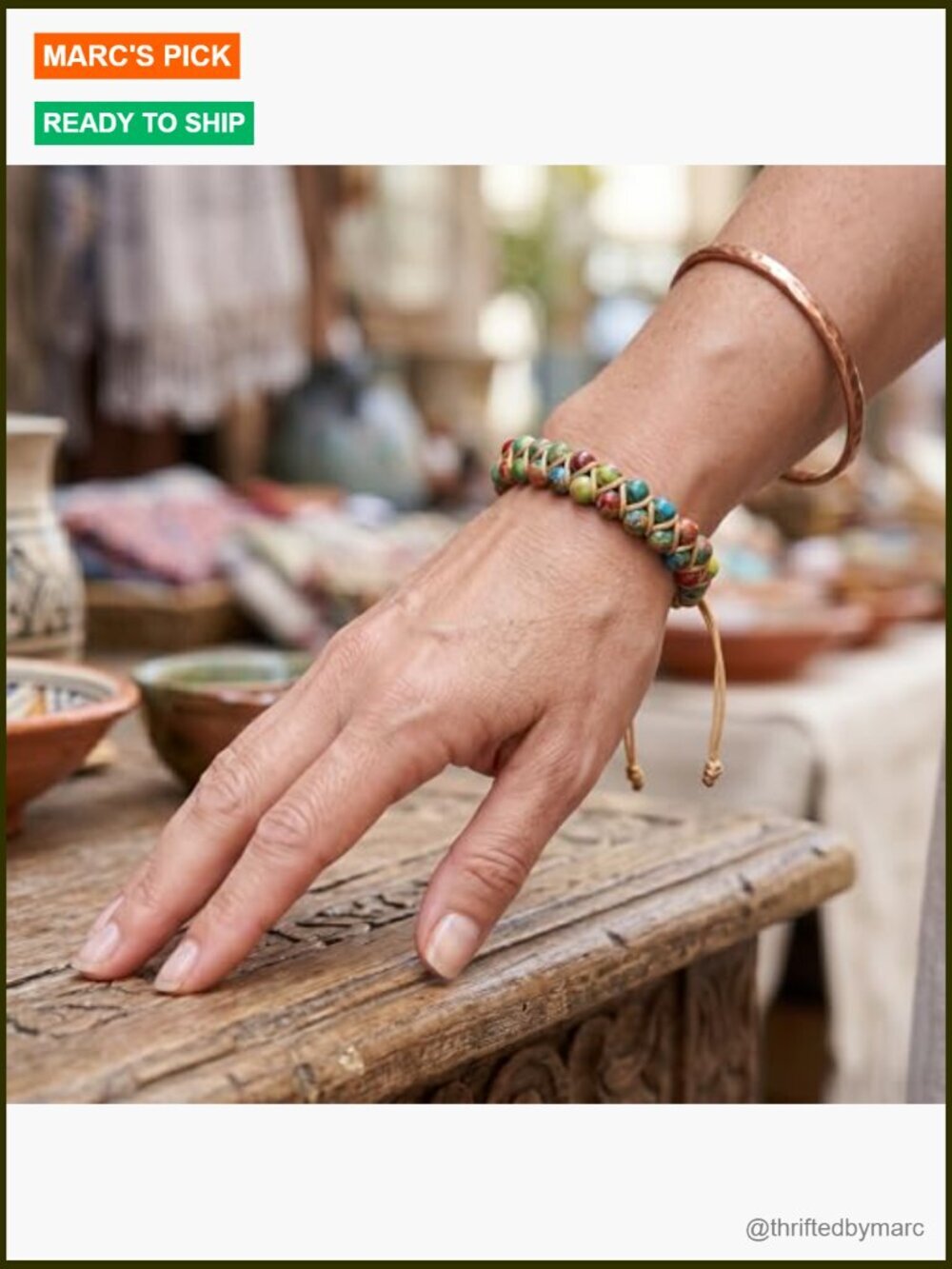 Handmade Natural Jasper Chakra Healing Bracelet - Picture 5 of 7